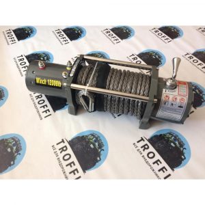 Лебёдка электрическая 12V Electric Winch 12000 lbs 5443 кг (влагозащищенная) синт. трос