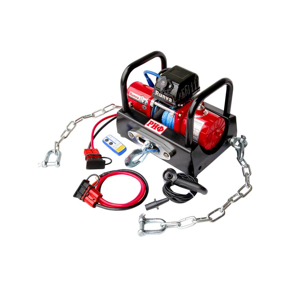 Лебёдка переносная РИФ 9.5XS c площадкой на цепях и проводами (в сборе) корот. барабан