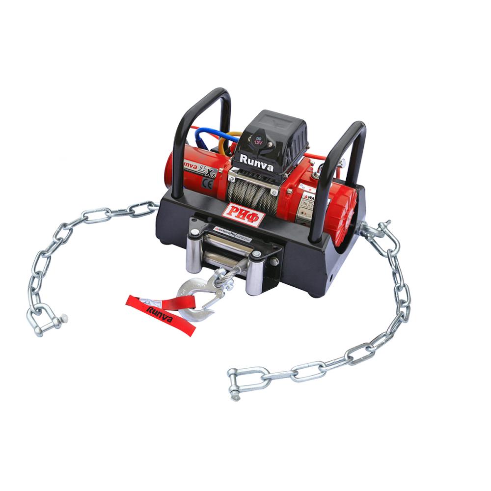 Лебёдка переносная РИФ 9.5XS c площадкой на цепях и проводами (в сборе)