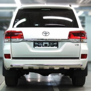 Защита заднего бампера радиусная d-76 с доп.накладками (LCN18_11.1EXL)