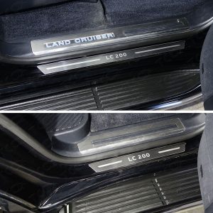 Накладки на пороги (лист шлифованный надпись LC 200) 4шт для TOYOTA Land Cruiser 200 EXECUTIVE 2016-2018