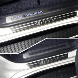 Накладки на пороги с гибом (лист шлифованный надпись Excalibur) 4шт для TOYOTA Land Cruiser 200 EXCALIBUR 2017-