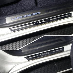 Накладки на пороги с гибом (лист зеркальный надпись LC 200) 4шт для TOYOTA Land Cruiser 200 EXCALIBUR 2017-