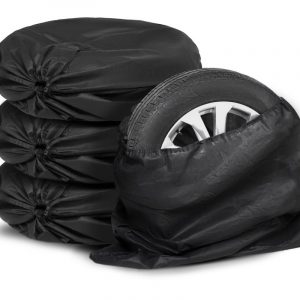 Чехлы для хранения автомобильных колес, 4 штуки, размер от 15” до 20”, цвет черный/красный (широкие)